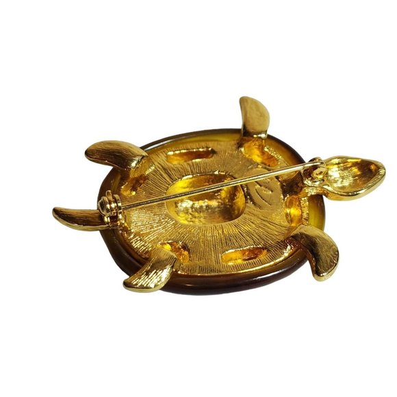 Vintage Liz Claiborne Gold Tone Turtle Brooch Pin - Picture 7 of 11